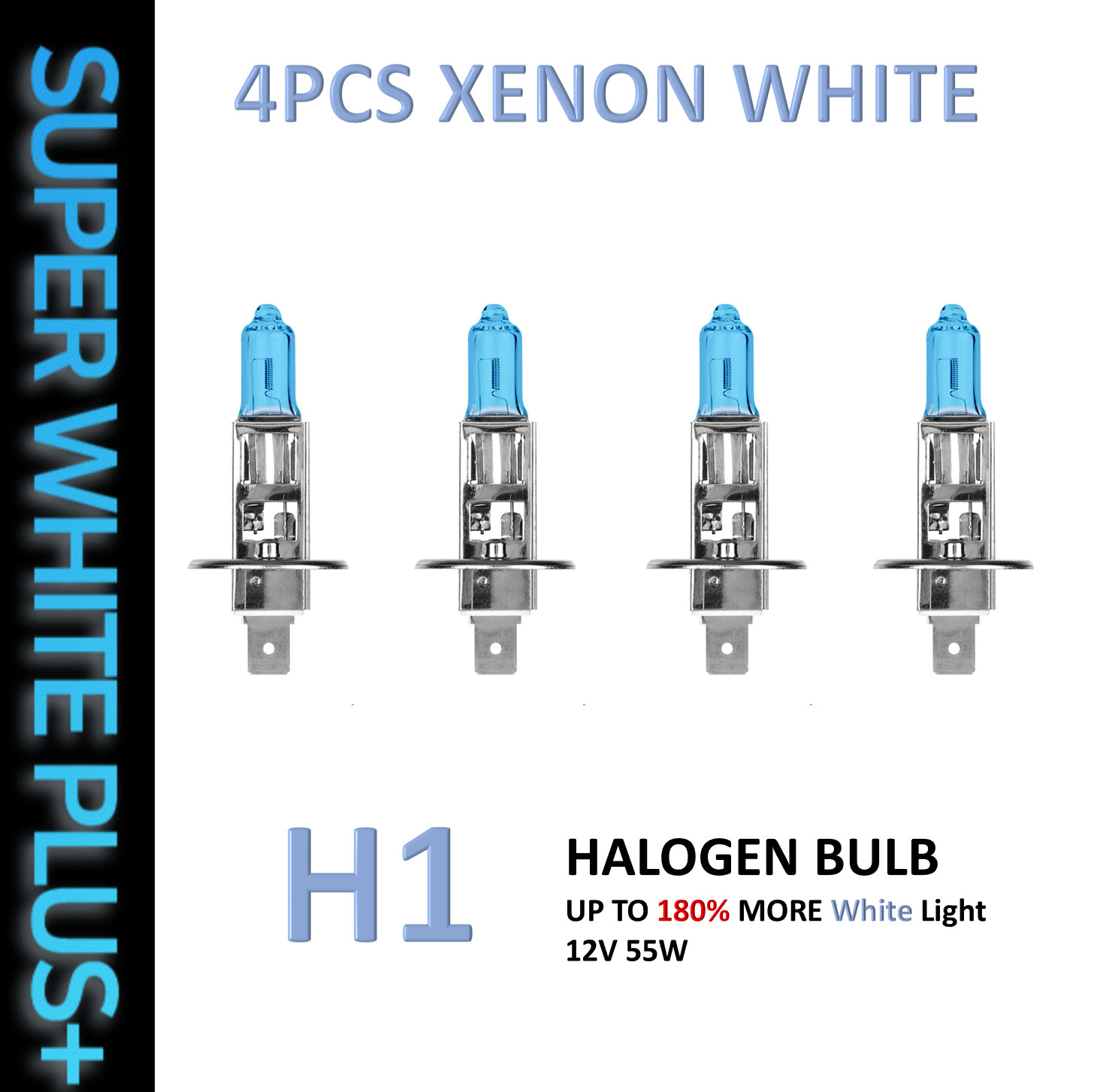 4 X H1 Halogen 12V 55W Super White Upgrade Headlight Bulb