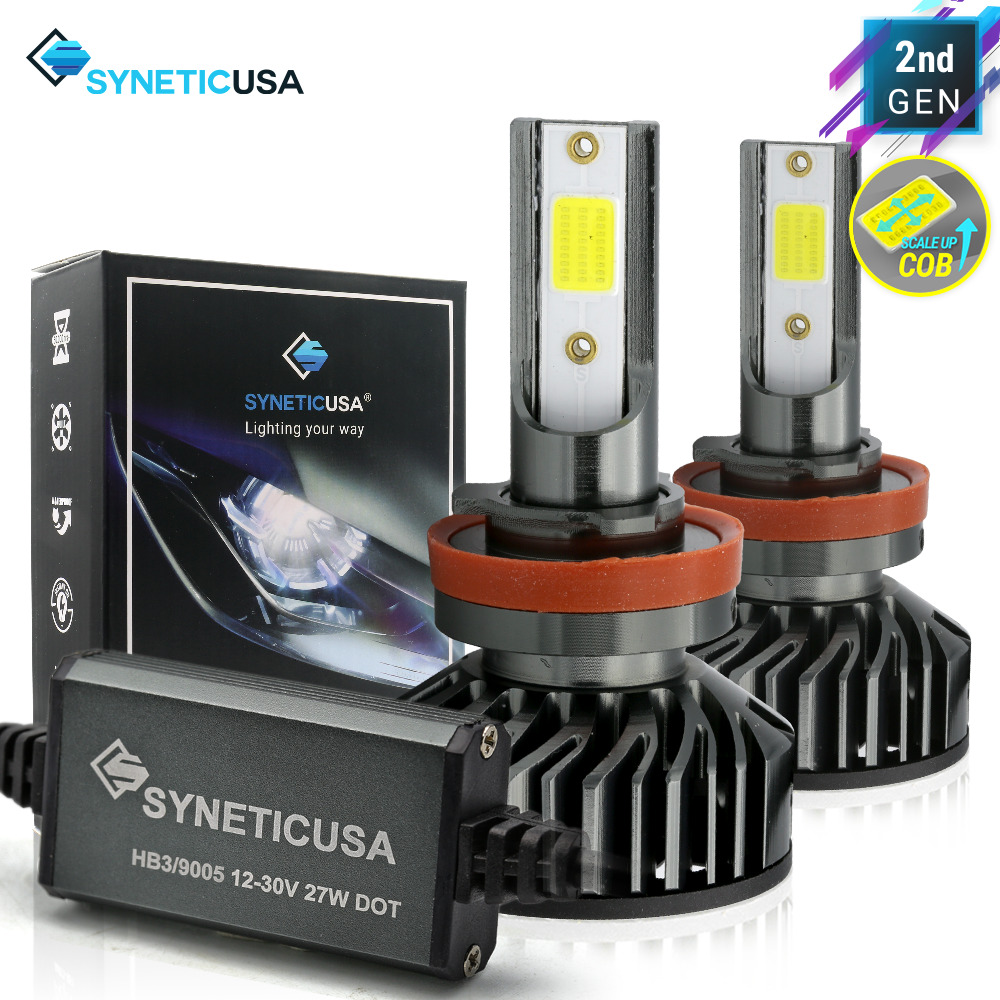 Syneticusa H11/H9/H8 LED Headlight COB Bulbs Conversion Kit Hi-Beam 6000K White
