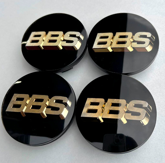 NEW BLACK AND GOLD BBS RS center Caps Black/silver Set Of 4 36112225190