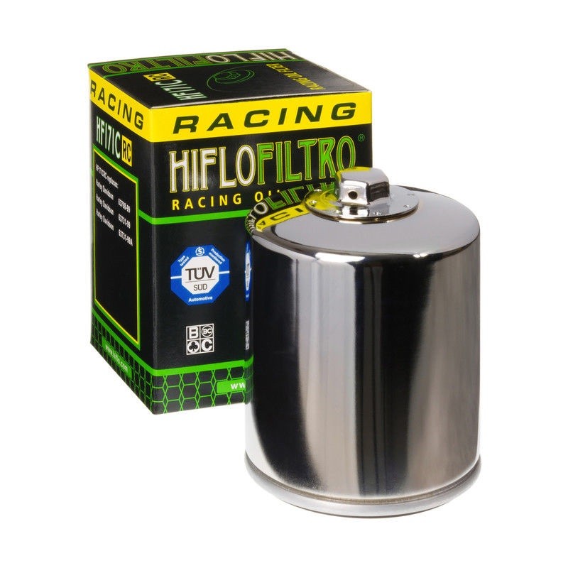 Hiflofiltro Racing Chrome Oil Filter Harley Twin Cam 99-16/ Buell 1200 94-02