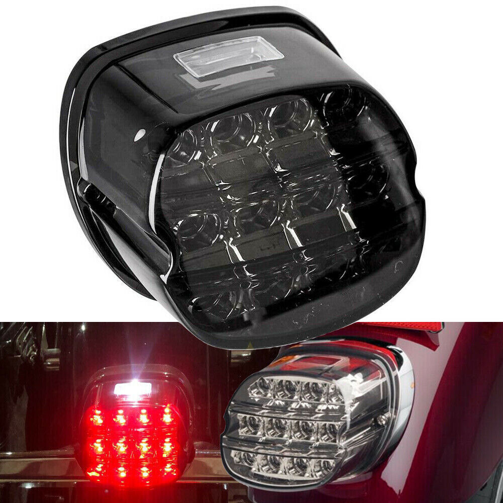 Motorcycle Smoked Lens Tail Rear LED Light Brake Lamp For Harley Softail Fatboy