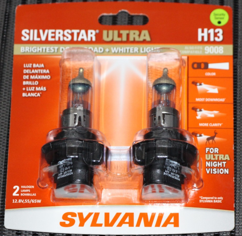 Sylvania Silverstar ULTRA H13 Headlight 2 Bulbs Pair Set H13SU.BP2 NEW Sylvania Silverstar ULTRA H13 Headlight 2 Bulbs Pair Set H13SU.BP2 NEW