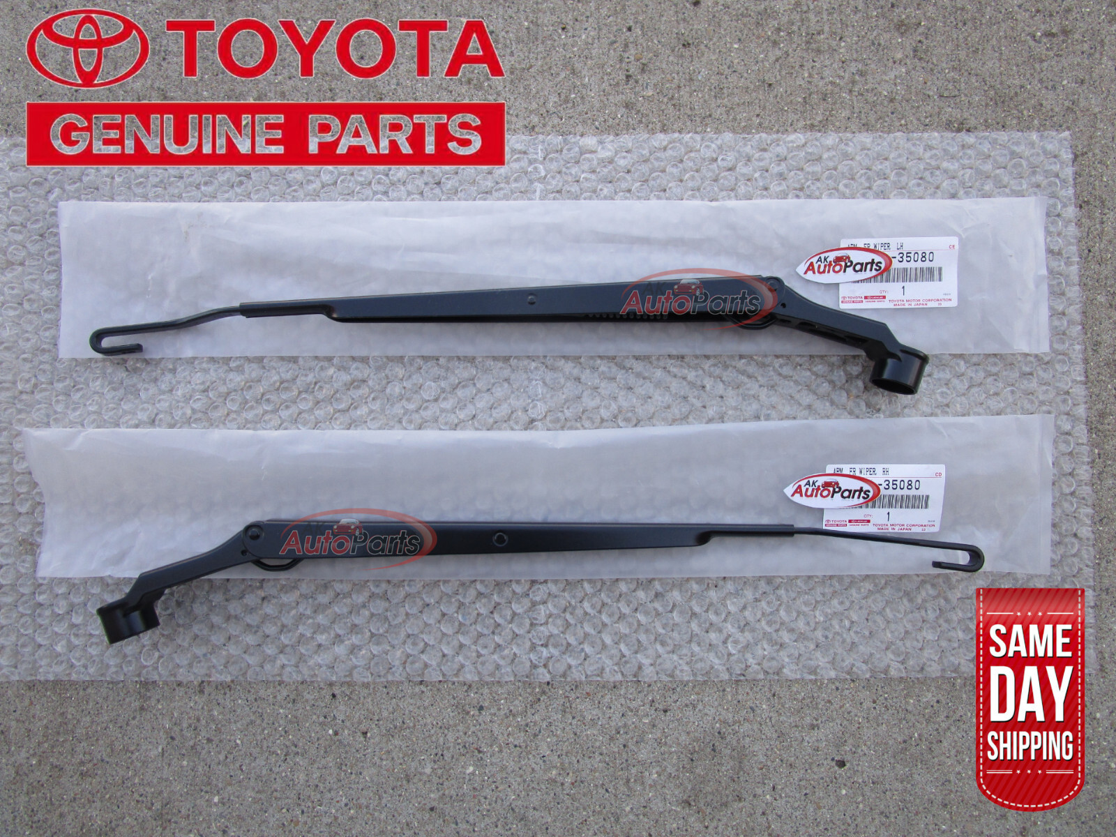 FITS:  96 - 01 TOYOTA 4RUNNER FRONT LEFT + RIGHT WINDSHIELD WIPER ARMS OEM NEW