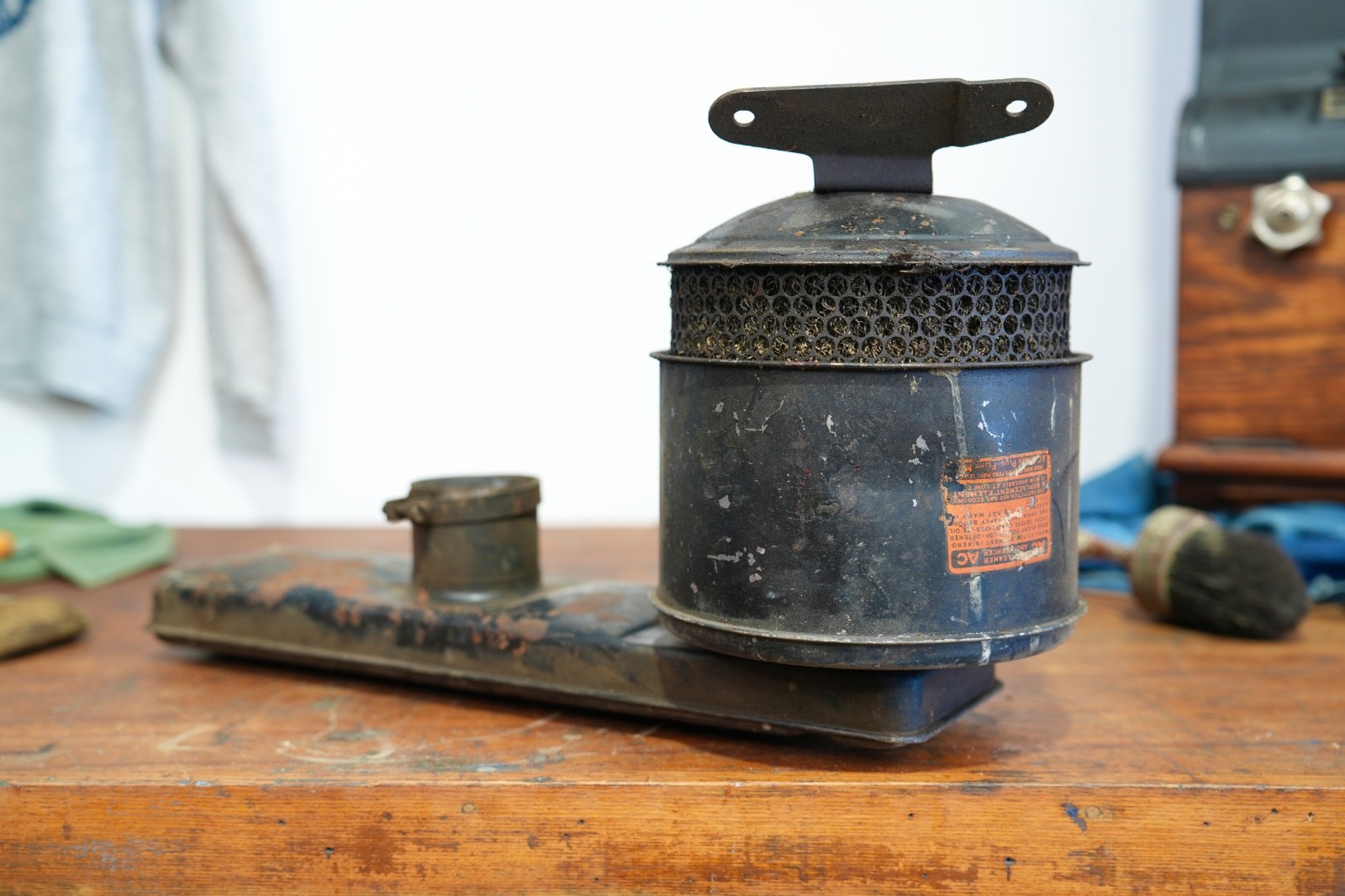 Vintage Antique Oil Bath Air Cleaner Assembly Mopar AC spark plug Car Part Vintage Antique Oil Bath Air Cleaner Assembly Mopar AC spark plug Car Part