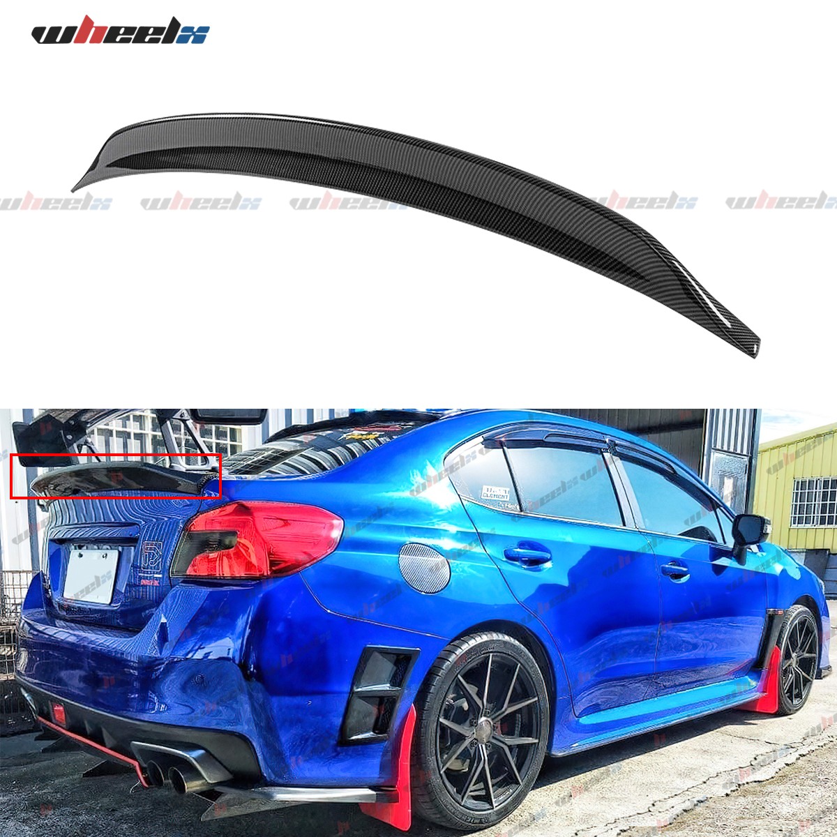 WheelX Duckbill Trunk Spoiler Wing For 15-21 Subaru WRX & STI Carbon Fiber Black