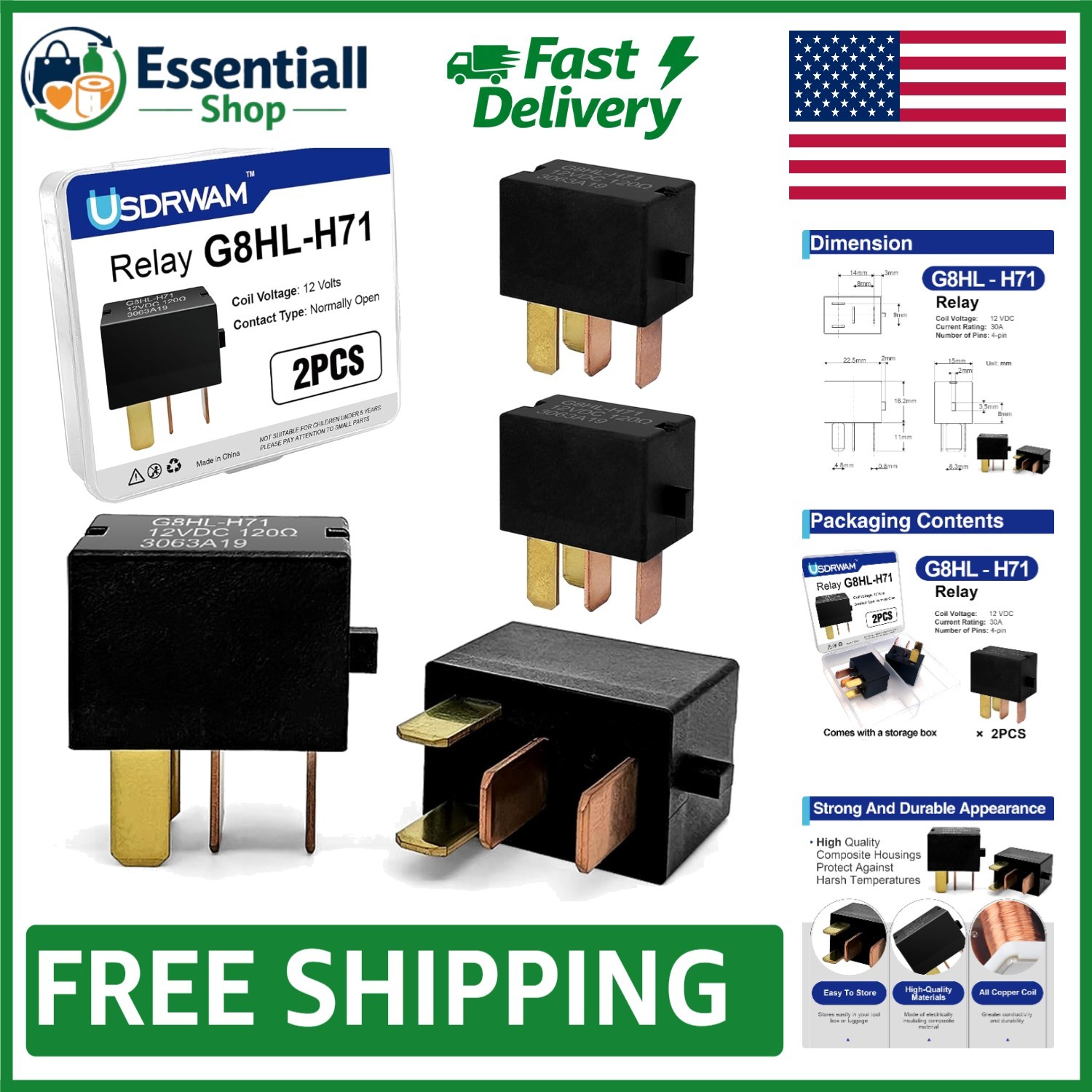 Reliable 2PCS G8HL-H71 Automotive Relay 30A - Compatible Honda/Acura Models