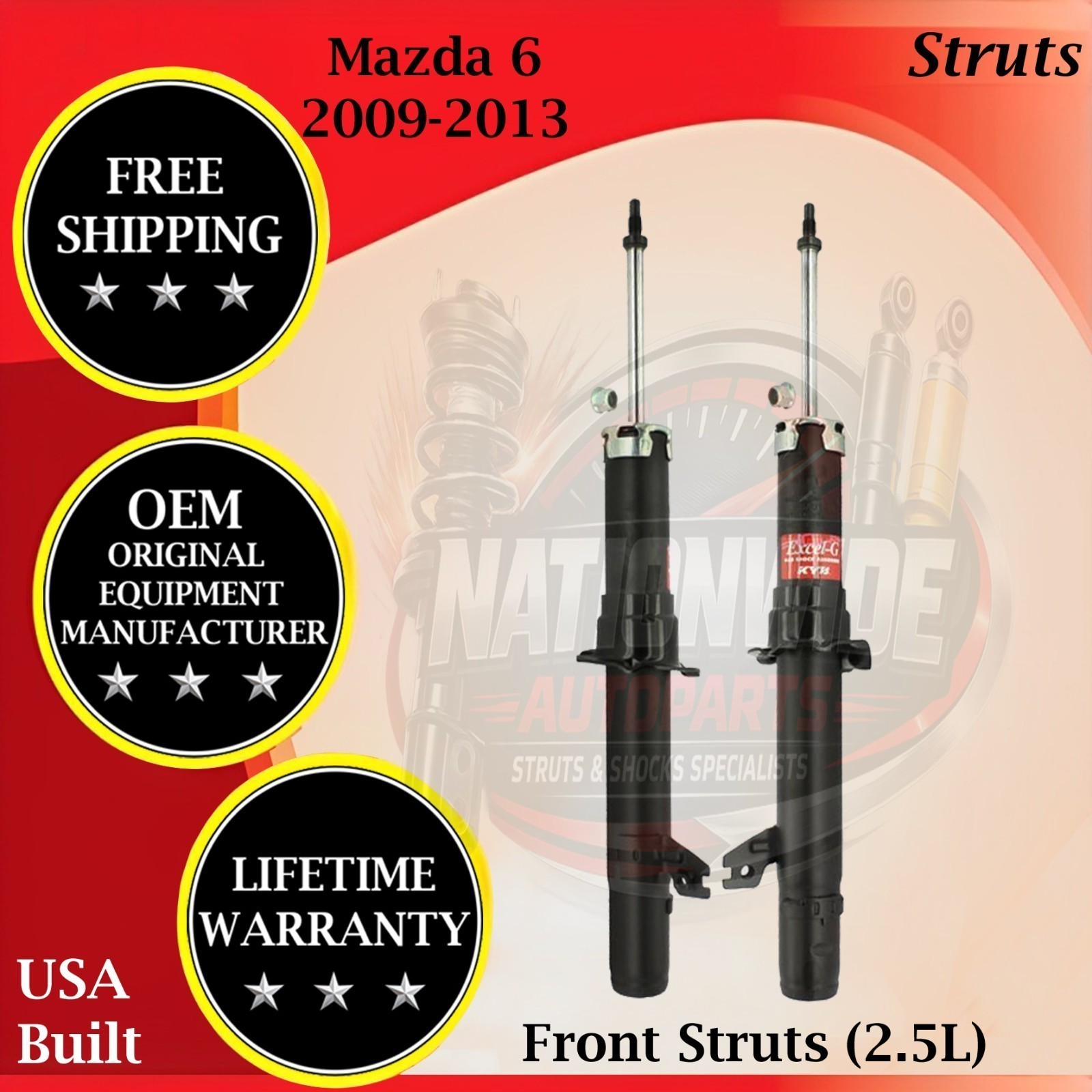 KYB OEM Front Struts For 2009-2013 Mazda 6 Lifetime Warranty