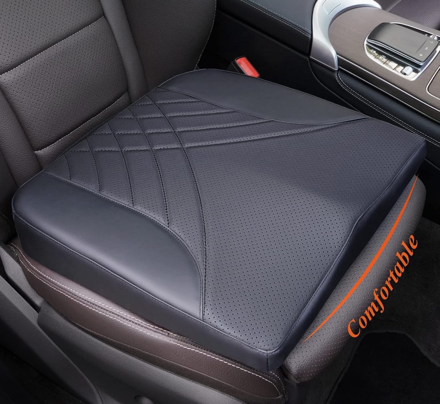 kingphenix Premium Car Seat Cushion, Memory Foam 18in * 17in * 2.5in, Black 