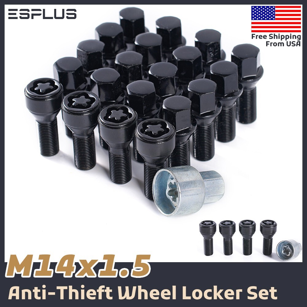 20x Bugatti/Lamborghini Wheel Lock M14x1.5 Black 28mm Chiron/Divo/Mistral/Urus