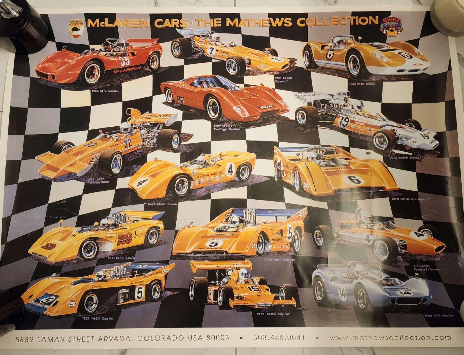 Mathews Vintage McLaren Racing Car Poster RARE Discontinued Print ☆ 1966 ~ 1973 Mathews Vintage McLaren Racing Car Poster RARE Discontinued Print ☆ 1966 ~ 1973