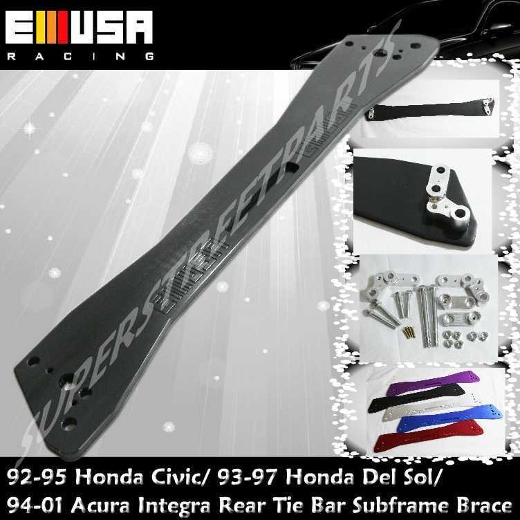 EMUSA Rear Lower Tie Bar Subframe Brace BLACK for 1992-1995 Honda Civic EMUSA Rear Lower Tie Bar Subframe Brace BLACK for 1992-1995 Honda Civic