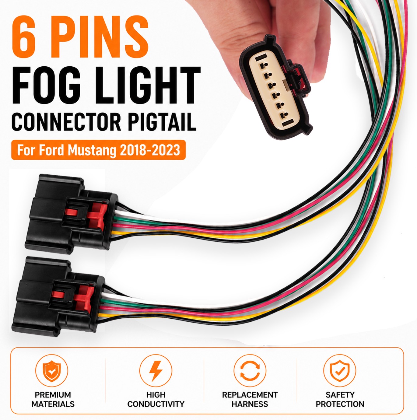 2PCS For Ford Mustang 2018-2023 6-way LED Fog Lamp Fog Light Connector Plug 2PCS For Ford Mustang 2018-2023 6-way LED Fog Lamp Fog Light Connector Plug
