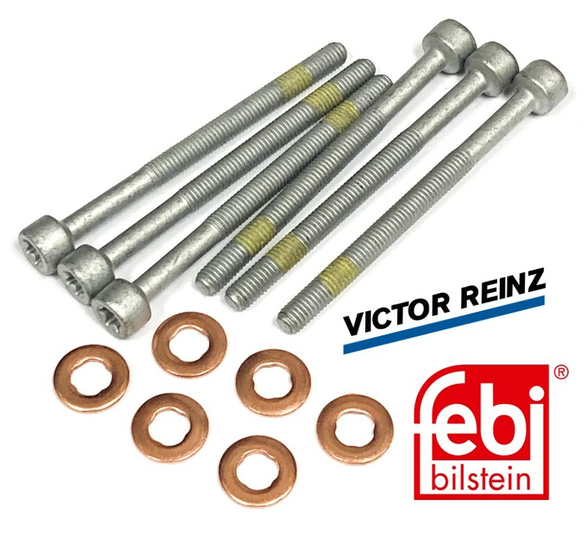 for Mercedes Dodge Diesel Lower Fuel Injector Nozzle Seal Copper & Bolt set 6cyl