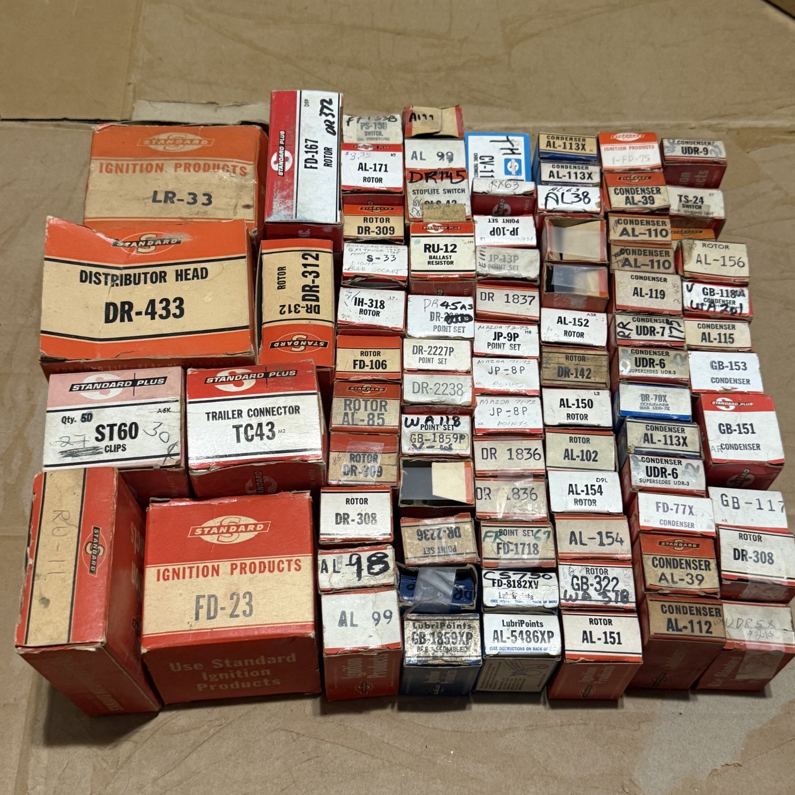 NOS Standard Ignition Parts Contact Sets Condensers Rotors & More Lot of 78
