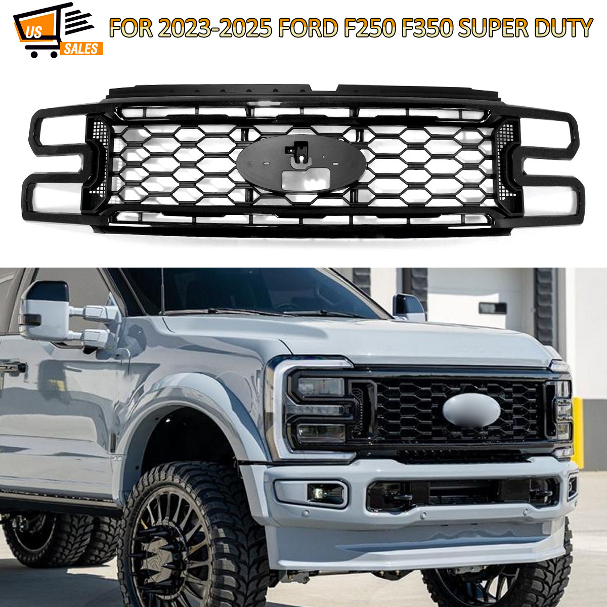 UM Agate Black Grille Assembly For 2023-2026 Ford F250 F350 Lariat Platinum XLT