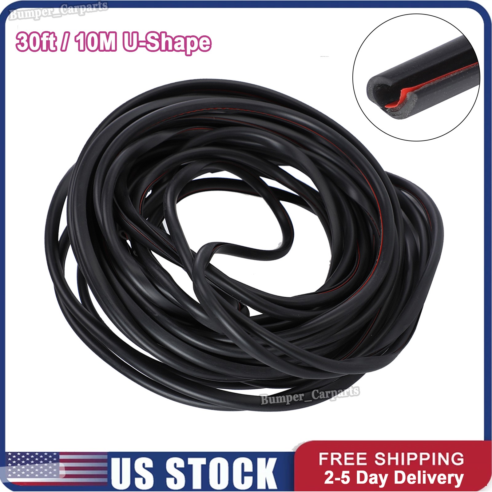 Weatherstrip 10M U-shape Car Door window Rubber Weather Seal Strip Dust-proof