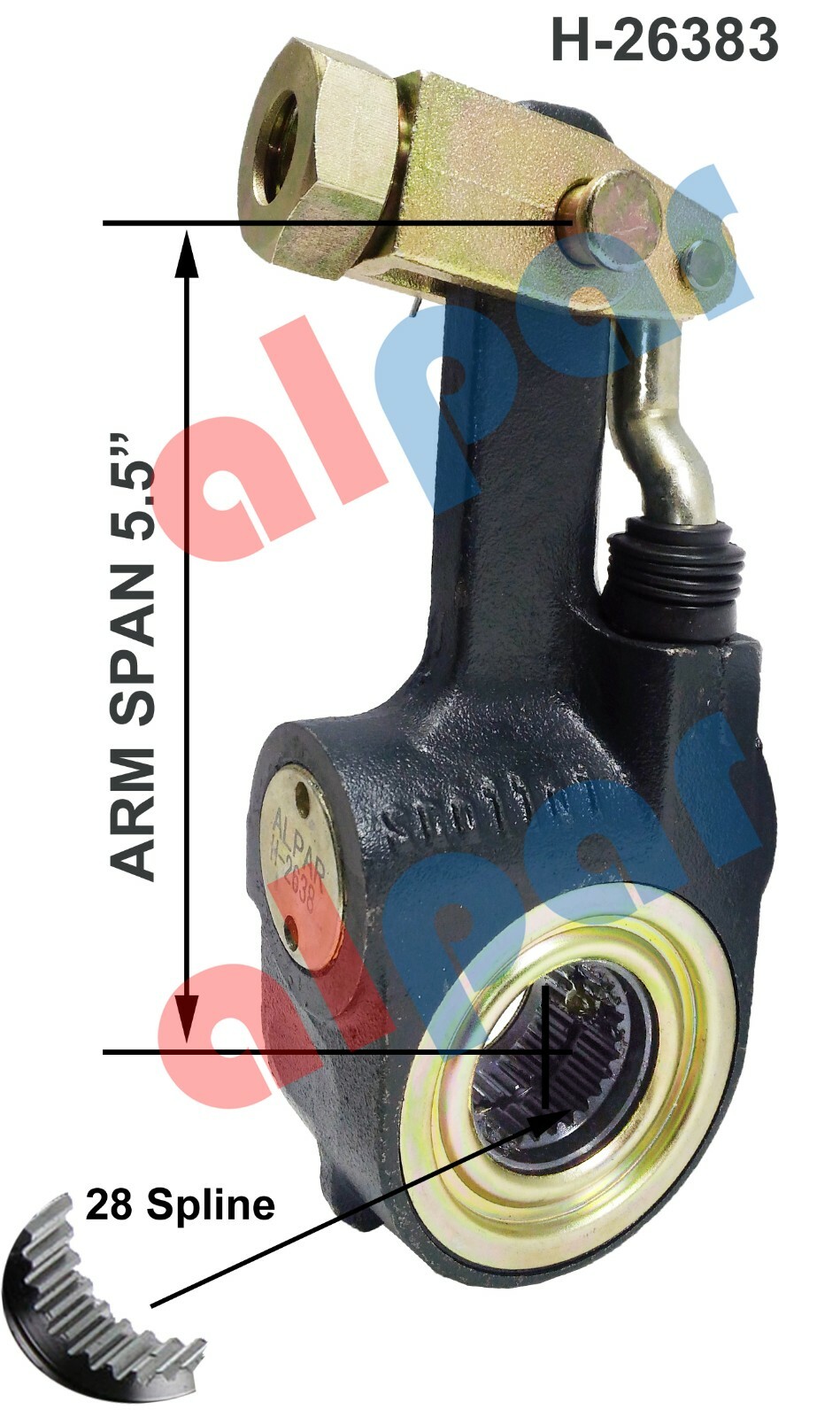 28 Spline 5.5 in. Automatic slack adjuster Ref: Gunite AS1140, 138.2810, 8084133