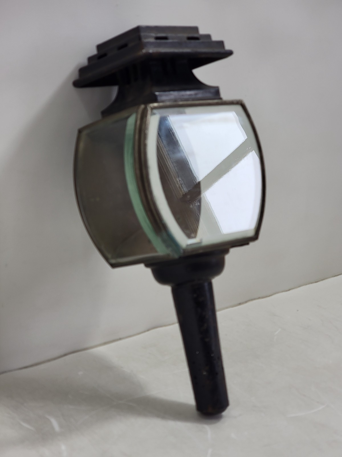 Vintage Antique Buggy Carriage Stagecoach Light Oil Lamp Lantern Bevelled Glass