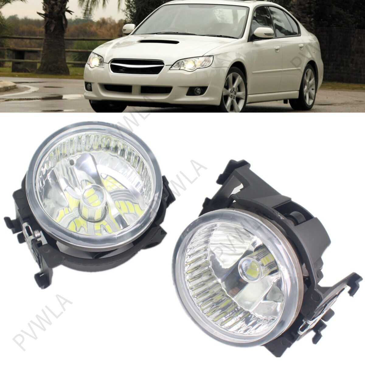 Pair Fog Lamp Light With LED Bulbs For Subaru Outback Legacy Impreza WRX STI
