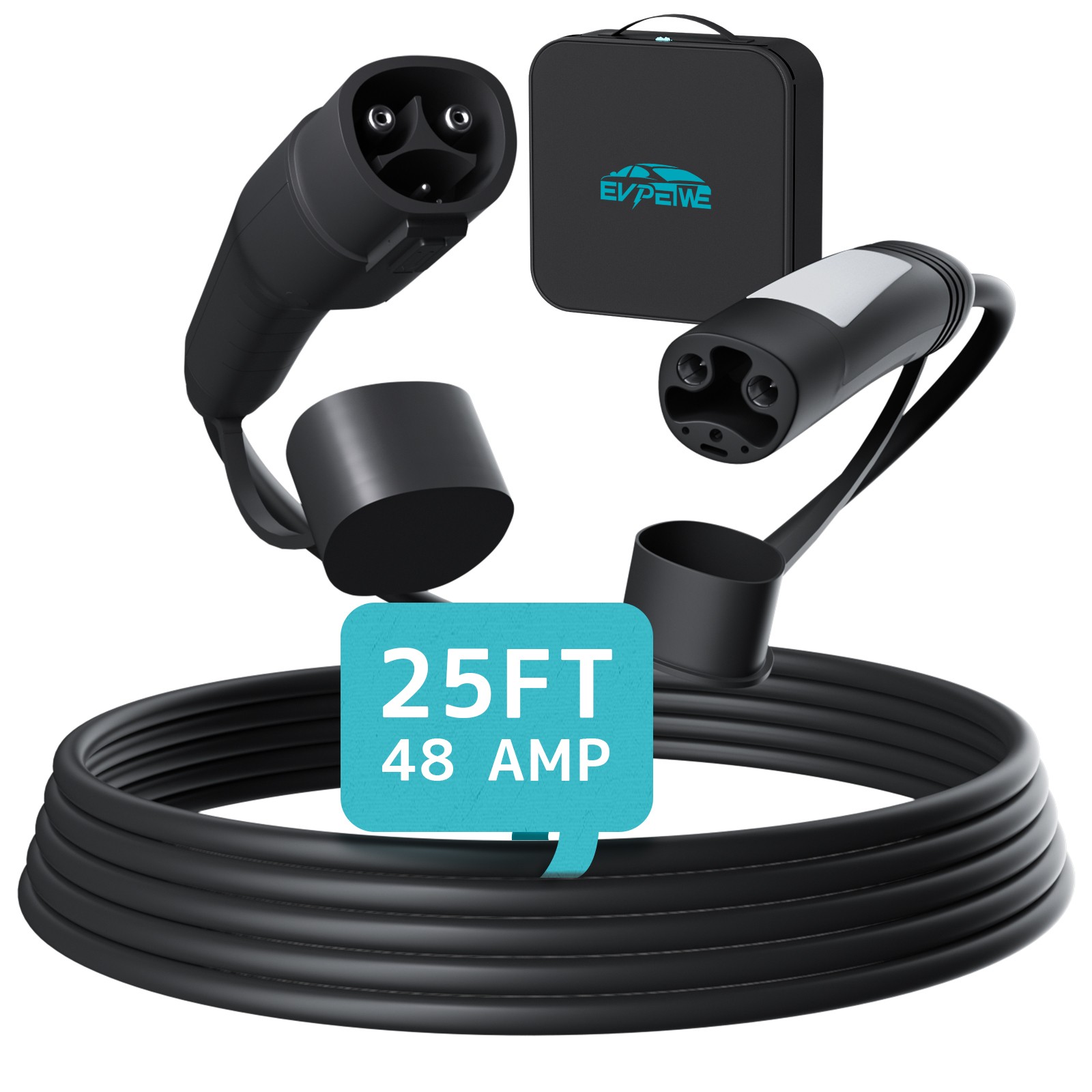 25ft Extension Cord for Tesla Model 3/Y/X/S EV Charger 11kW 48A 240V EV Excable