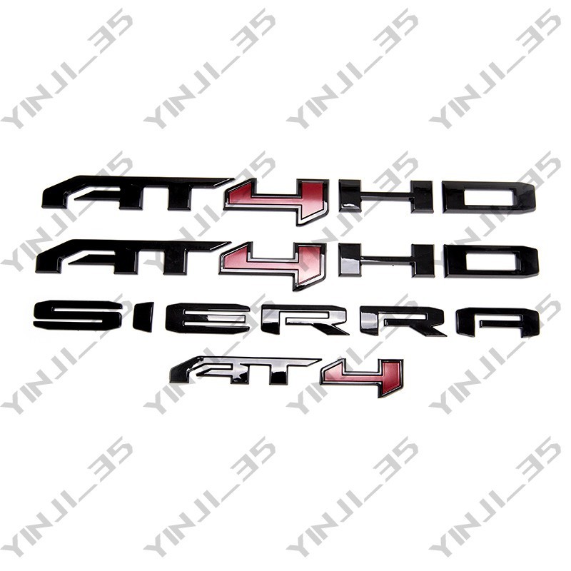 4PCS Gloss Black Red AT4 HD Emblems Sierra Letters Fit GMC Sierra 2500HD 3500HD 4PCS Gloss Black Red AT4 HD Emblems Sierra Letters Fit GMC Sierra 2500HD 3500HD
