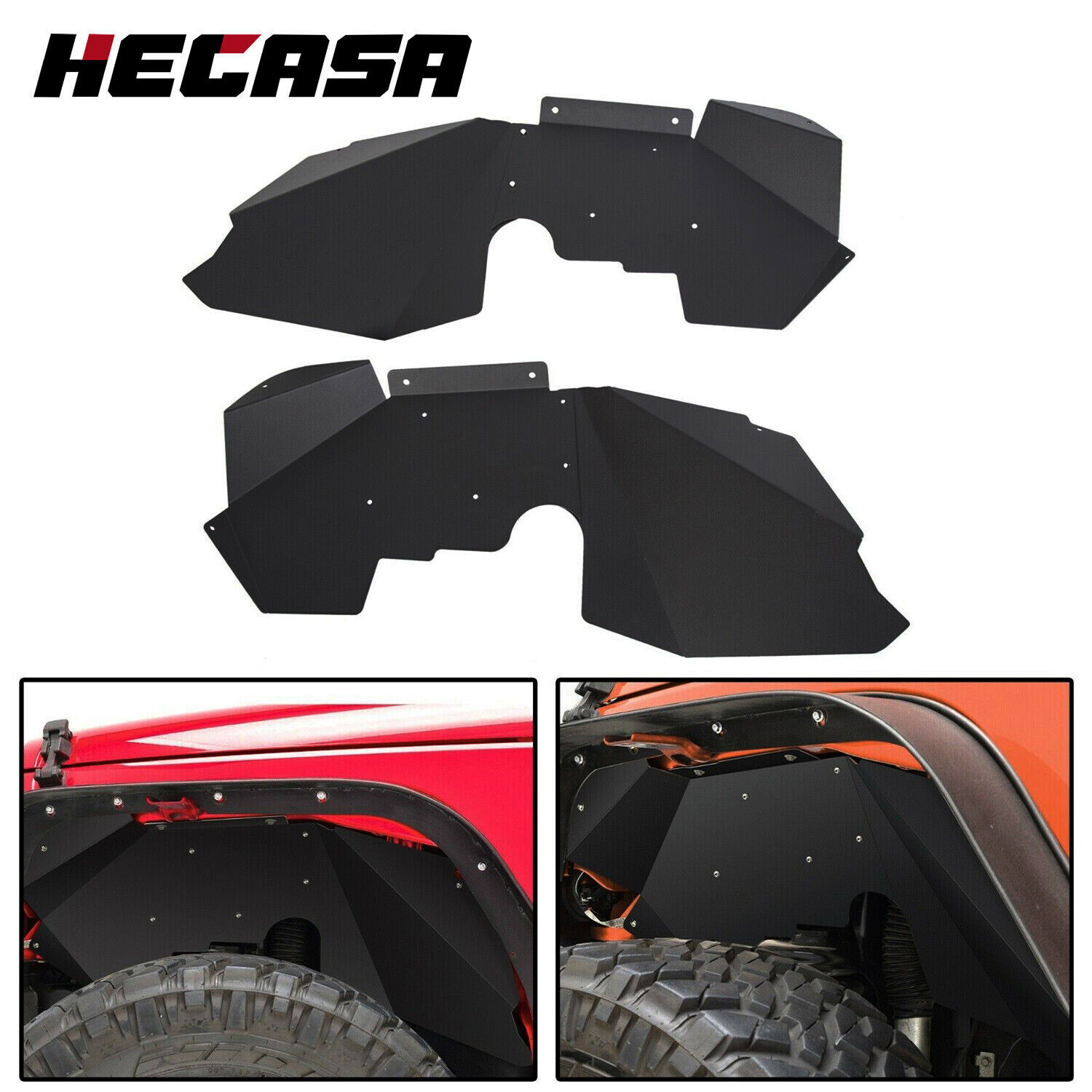 HECASA Aluminum Front Inner Fender Liners Fit Jeep Wrangler JK JKU 2007-2019 HECASA Aluminum Front Inner Fender Liners Fit Jeep Wrangler JK JKU 2007-2019