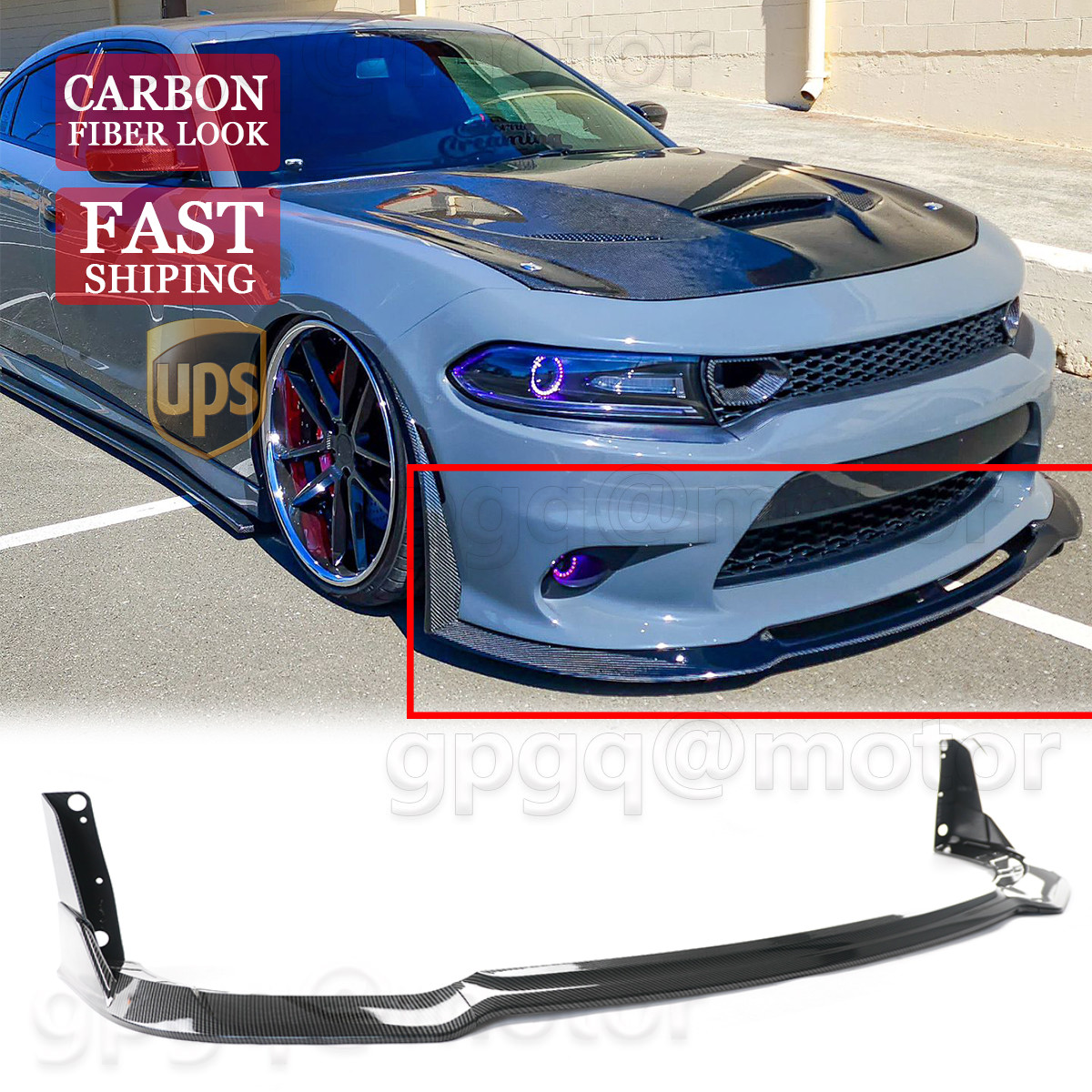 For Dodge Charger SRT 2015-2023 AMPP Carbon Fiber Front Bumper Lip Splitter Kit