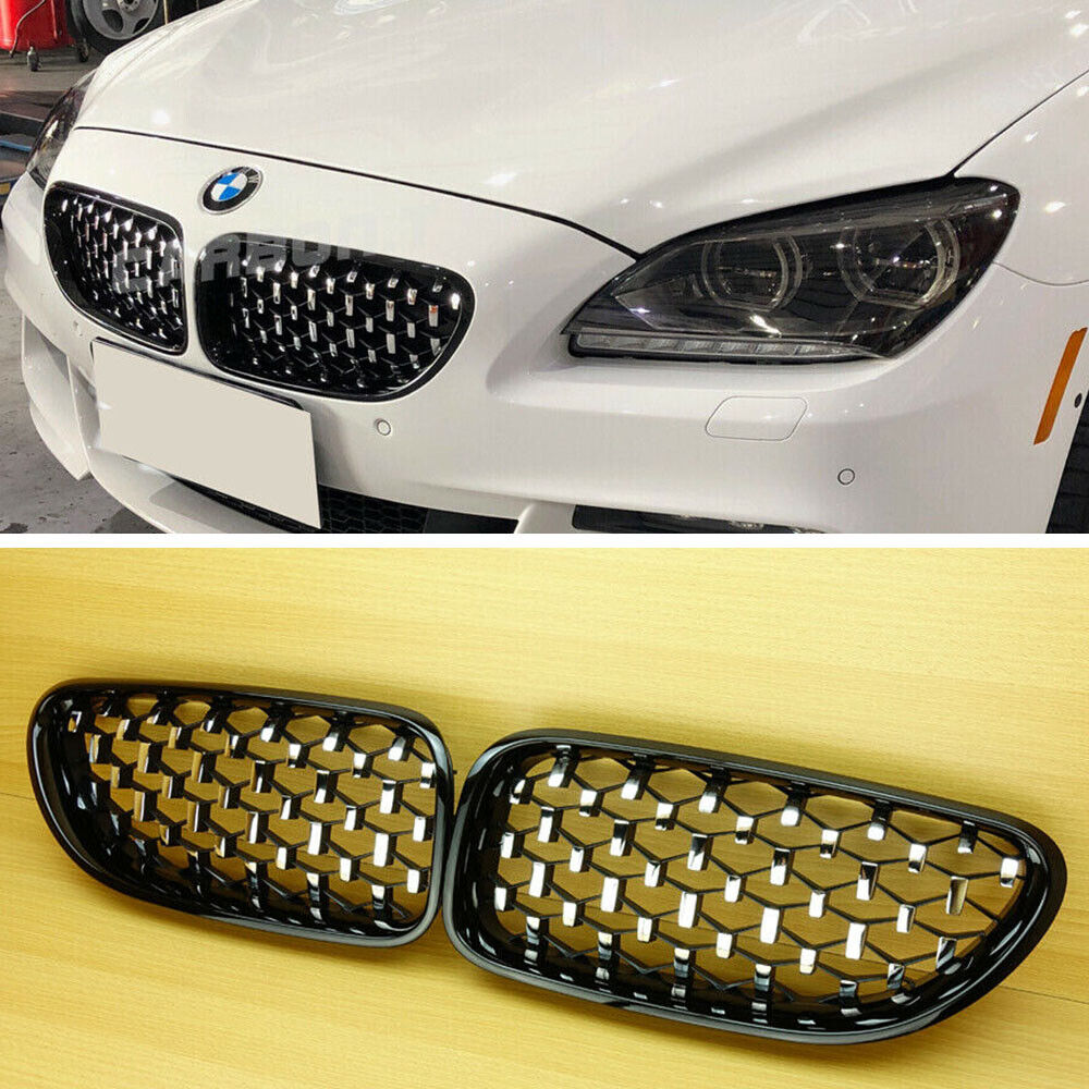 Black F06 F12 F13 Fit For BMW M6 Diamond Front Kidney Hood Grille Grill