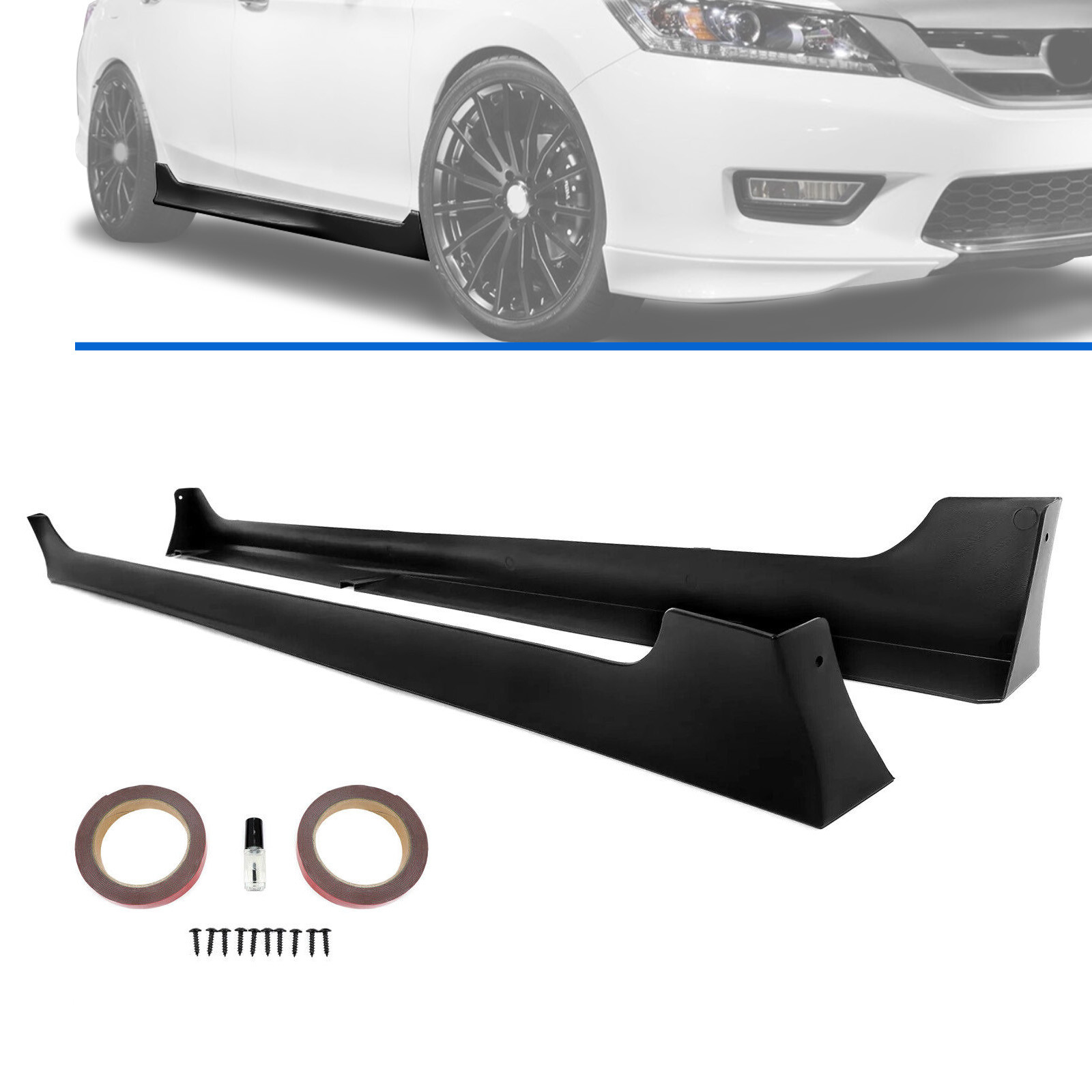 For Honda Accord 2013-17 15 4 Dr JDM MOD Style Side Skirts Extension Pair w/Tape