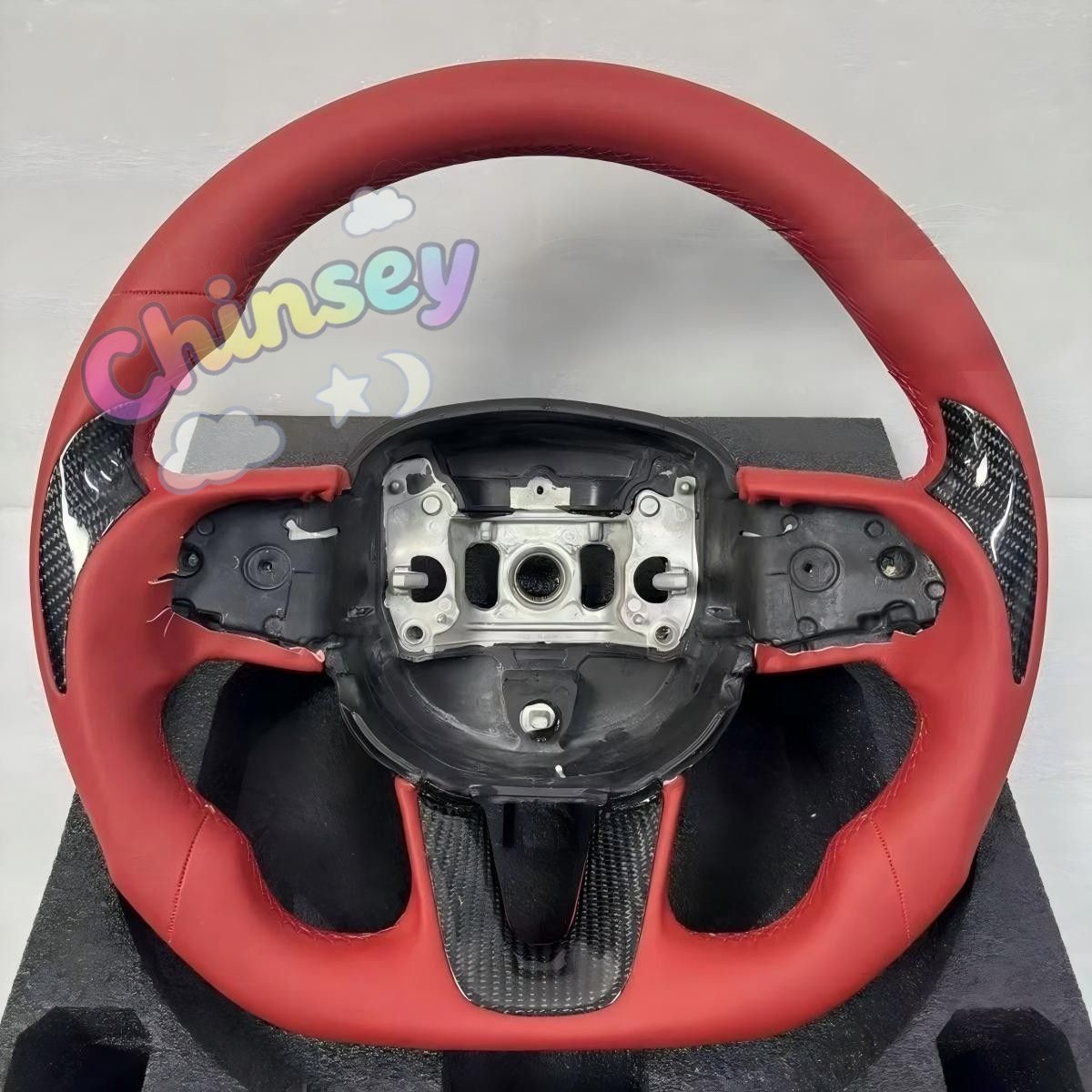 Red Smooth Leather Steering Wheel for Dodge Charger Hellcat Challenger SRT 15+