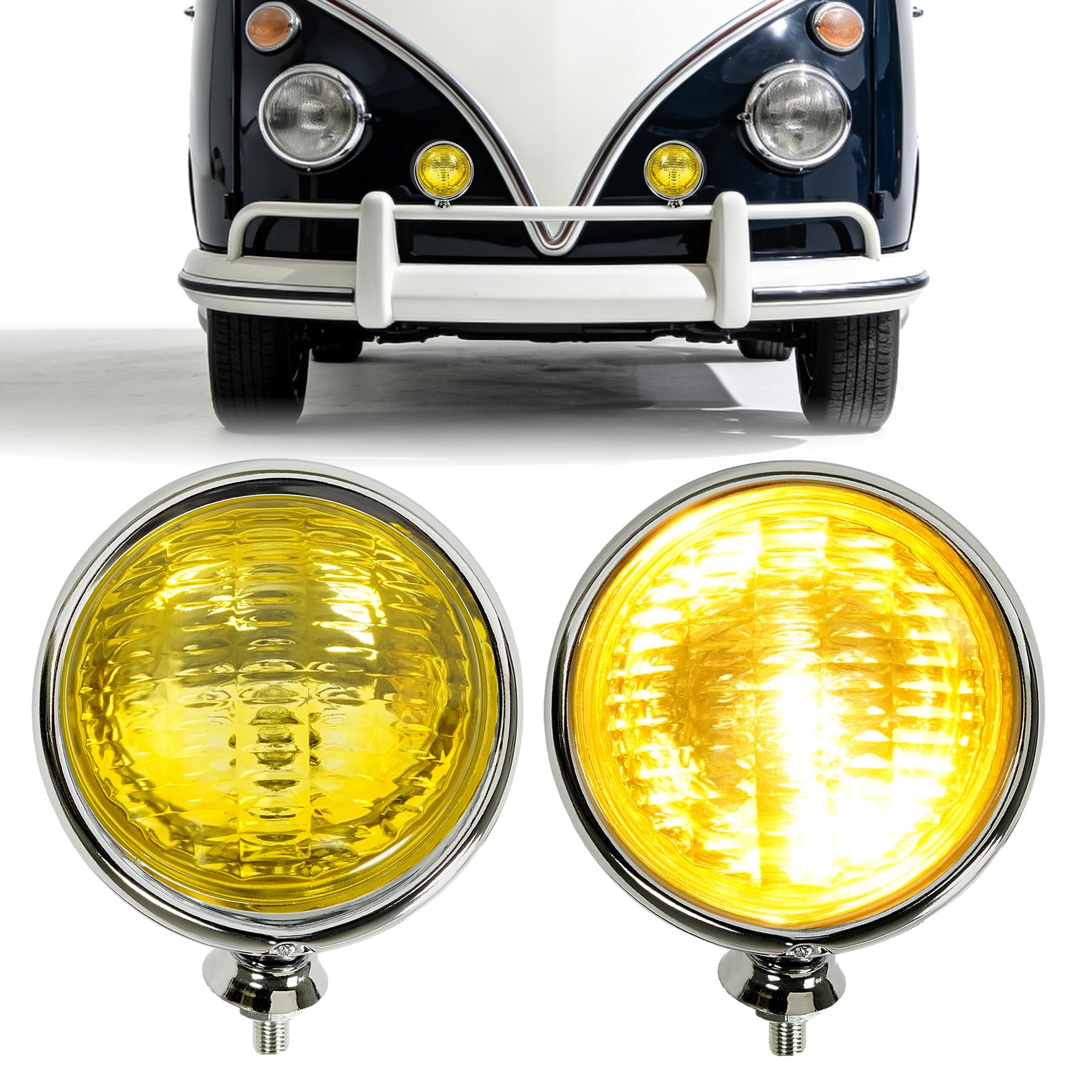 Chrome Vintage Amber Lens Fog Light Classic 5 Chrome Vintage Amber Lens Fog Light Classic 5