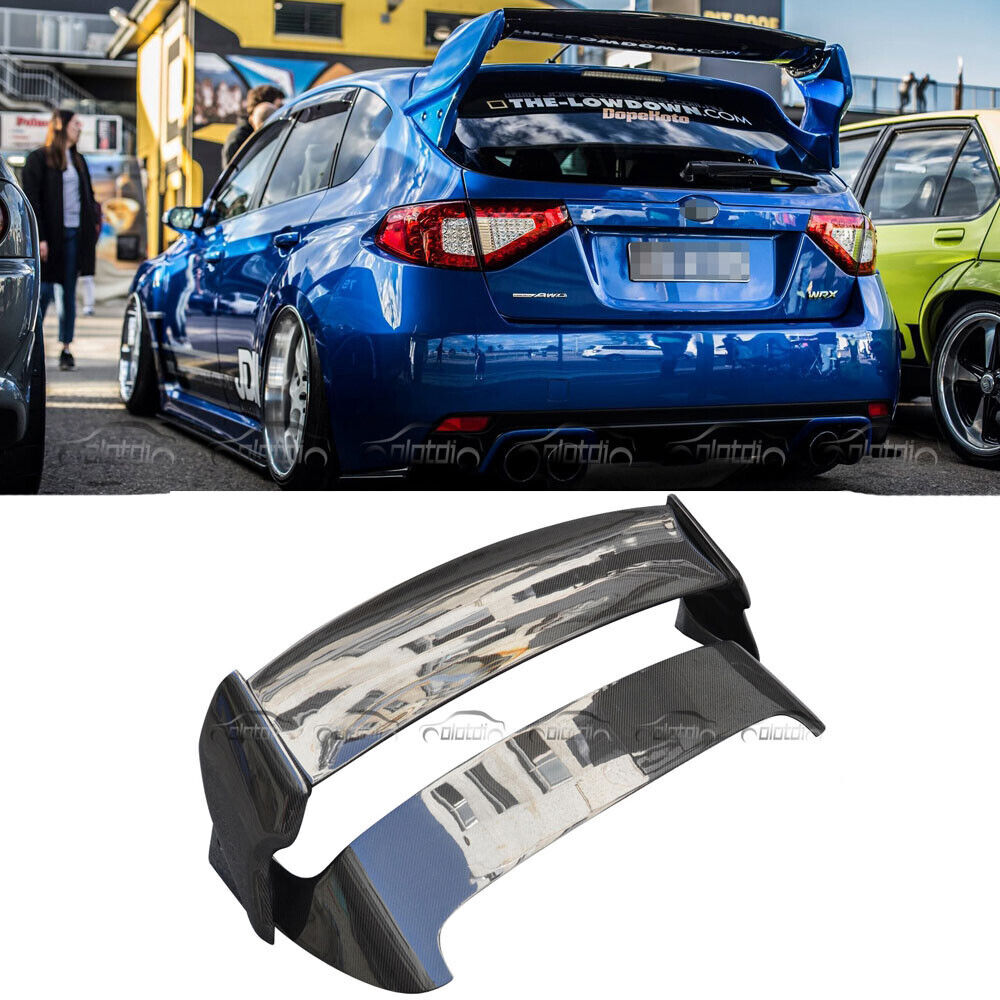 For 08up Subaru Impreza GRB WRX STI Carbon Fiber Rear Spoiler Wing +Brake Light 