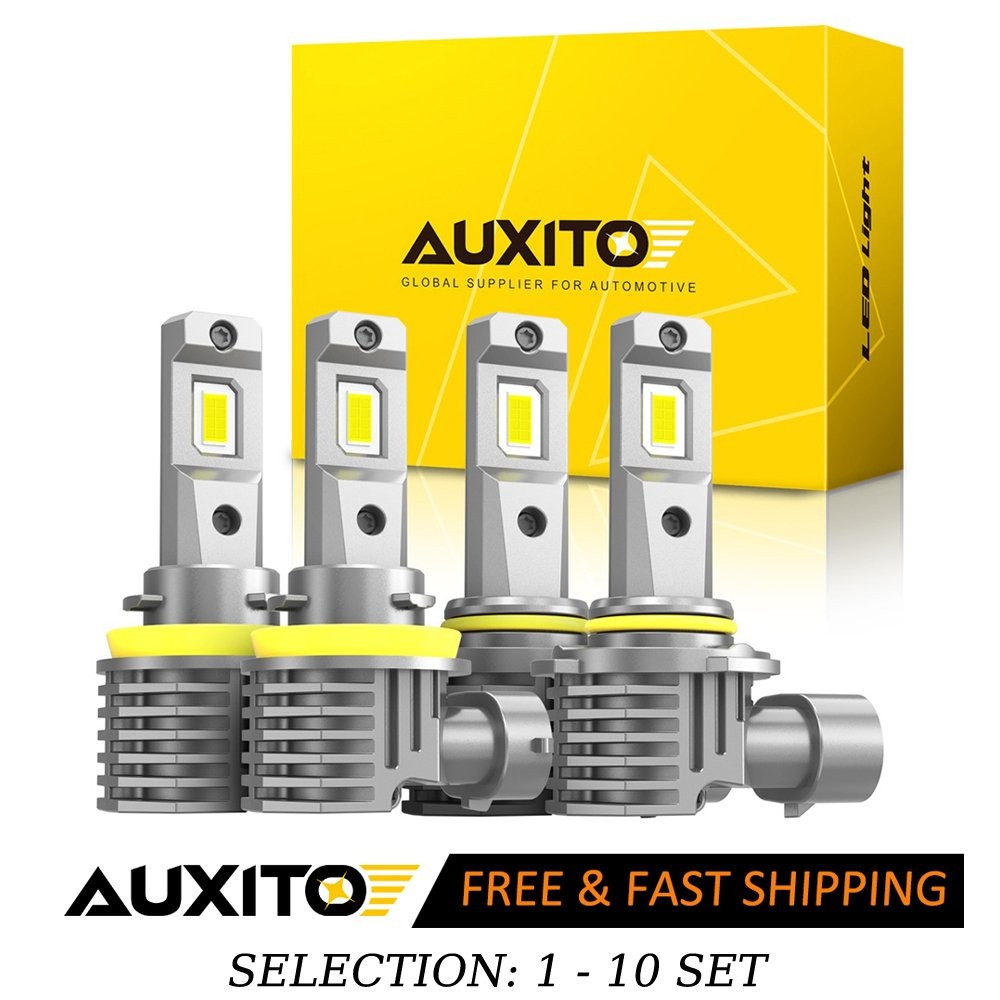 4-40X AUXITO H11 9005 LED Headlight Bulb Hi Low Beam Combo 6500K White Canbus M6