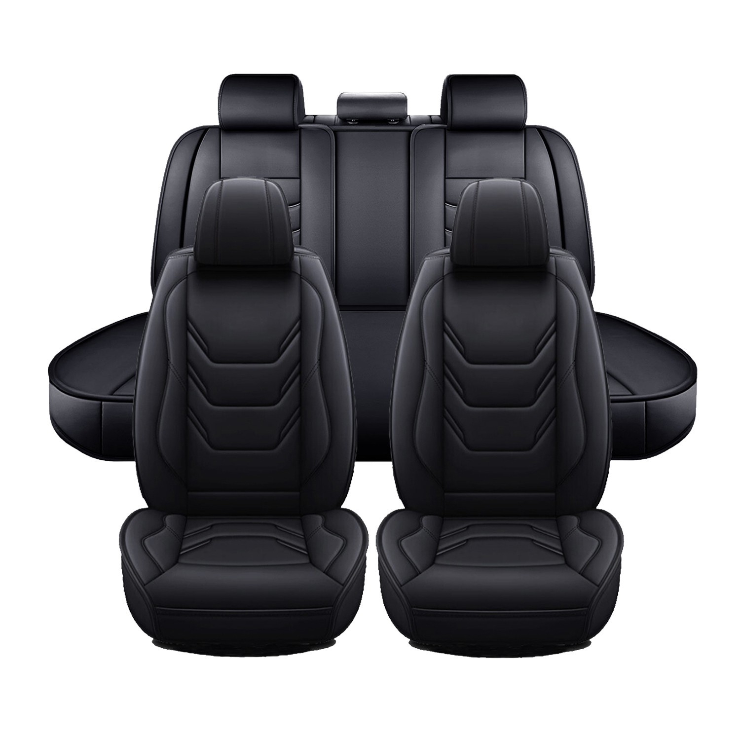 Full Set 5-Seats Leather Seat Covers For Toyota Front Rear Cushion Protector Pad