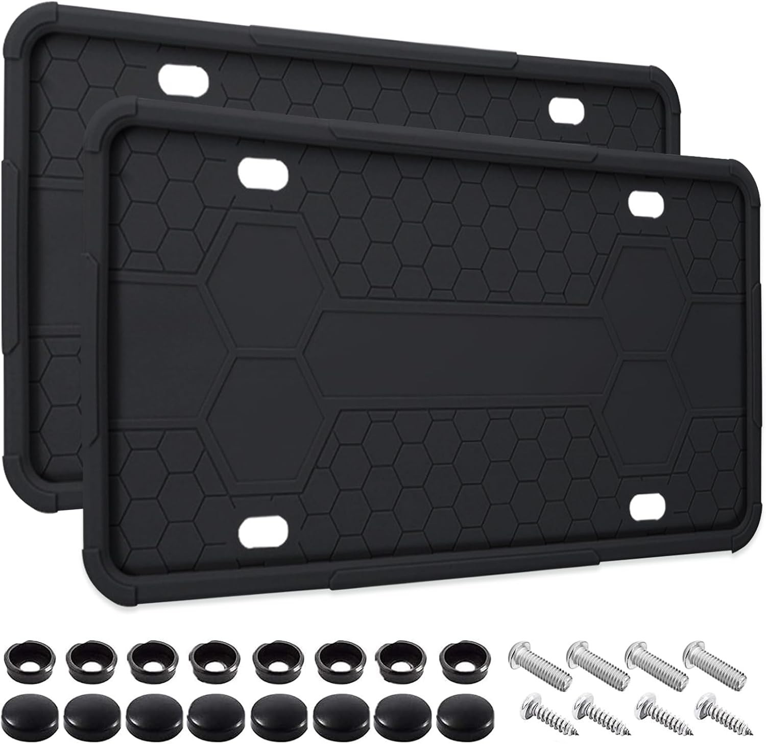 2 Pack Silicone License Plate Frames Black, Car Frame Holder, Black 2 Pack Silicone License Plate Frames Black, Car Frame Holder, Black
