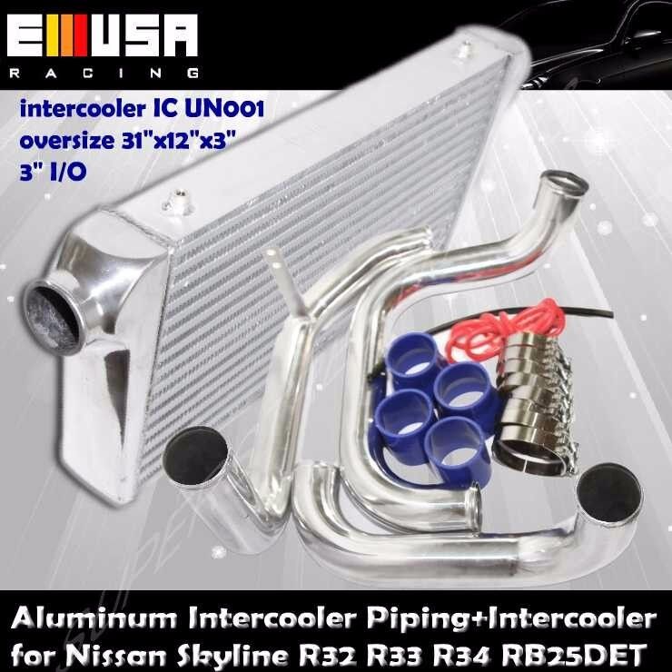 For Skyline R32 R33 R34 GTR Turbo Charged RB25 Bolt on Intercooler+Piping COMBO