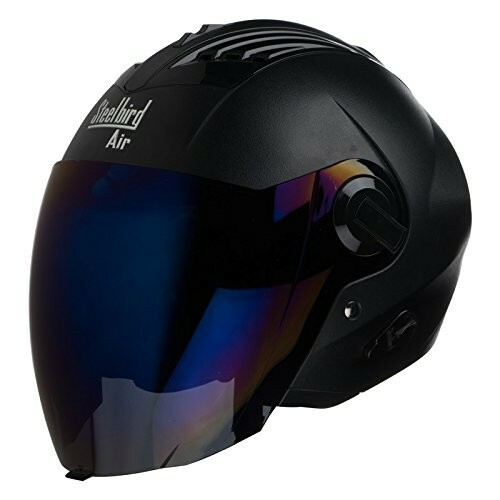 Steelbird Hi-Gn Sba-3 Dashing Black With Iridium Blue Visor L 600MM Helmet ECs