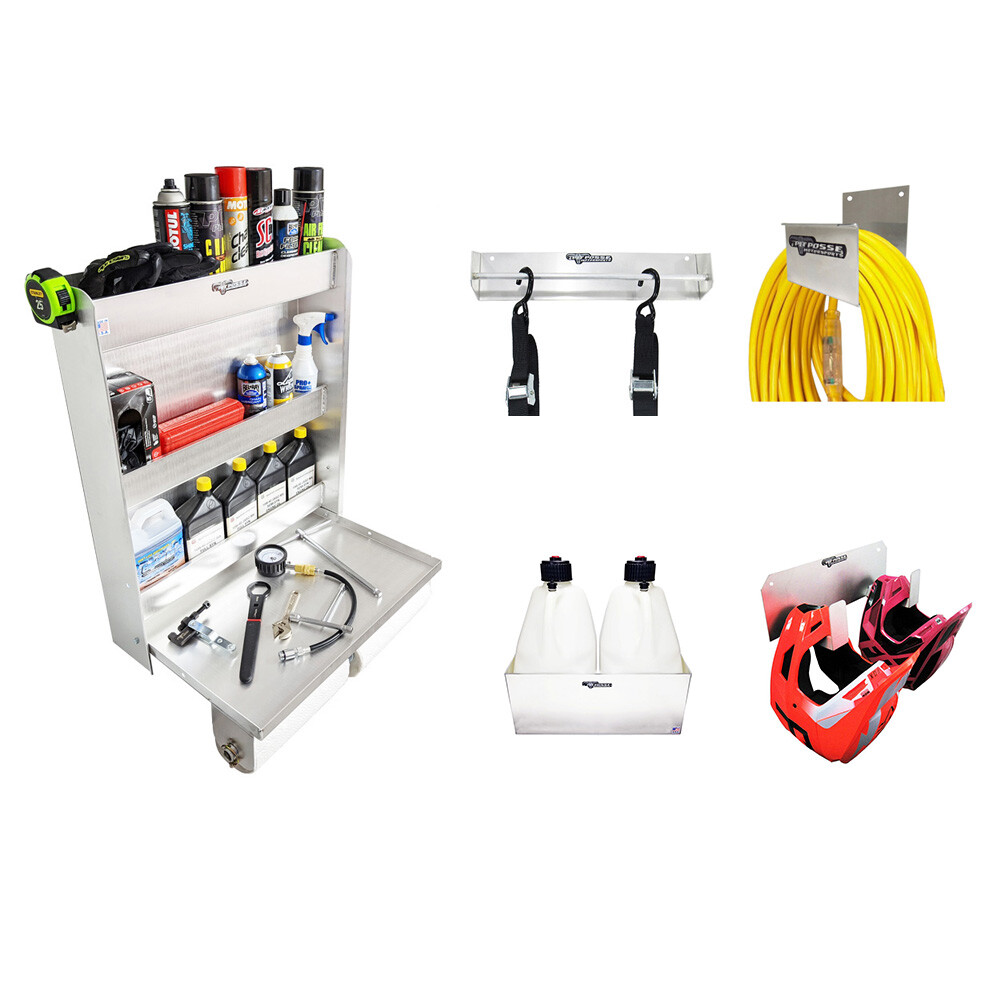 Pit Posse Made in USA Trailer Starter Kit Work Station Cord Tie Down Helmet Hook