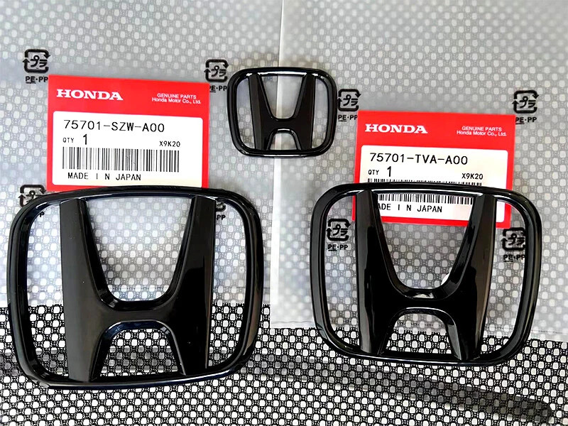3PCS Emblem Badge Set Front Rear For Honda Accord Sedan 2018-2023 Gloss Black