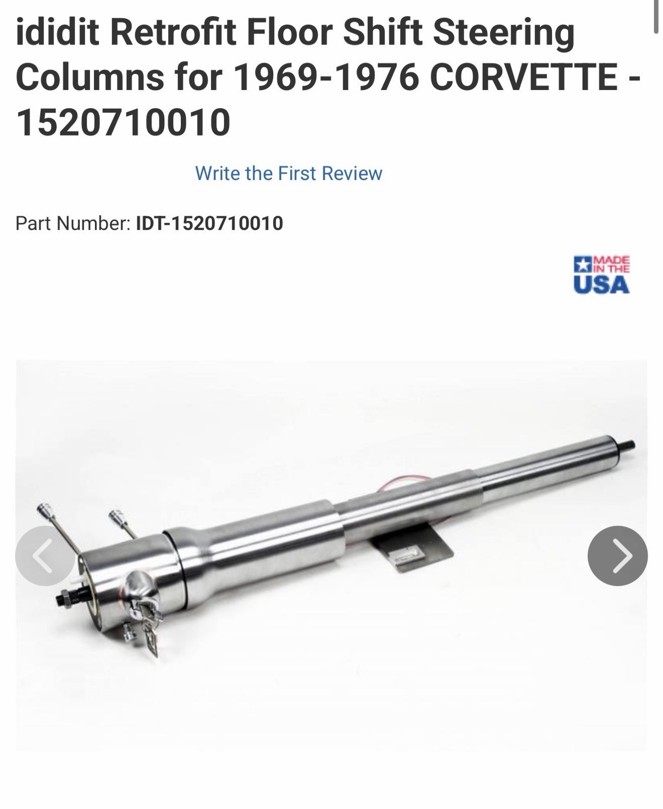 IDIDIT for Retrofit 69-76 Corvette Tilt Floor Shift w/Ignition Steel - Paintable IDIDIT for Retrofit 69-76 Corvette Tilt Floor Shift w/Ignition Steel - Paintable