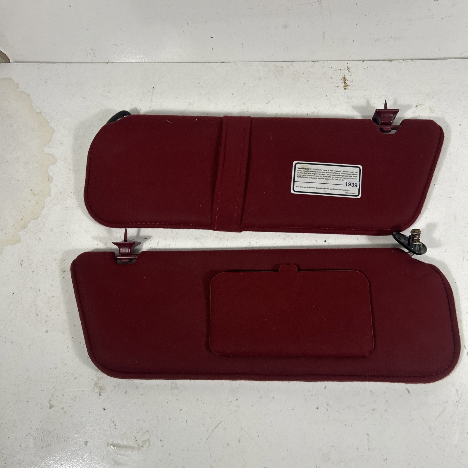1989-2006 Ford Ranger Sunvisor Set - Red- Good Condition 1989-2006 Ford Ranger Sunvisor Set - Red- Good Condition