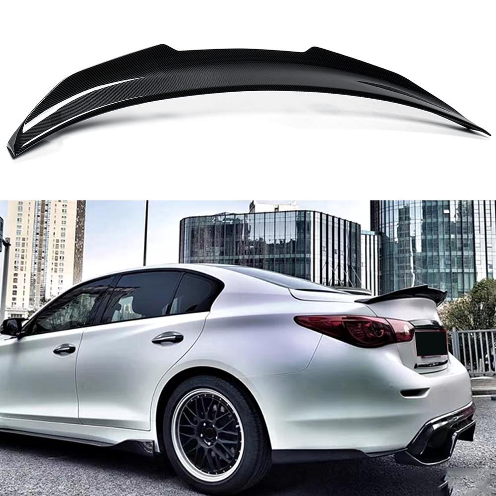 For Infiniti Q50 2014-2024 Carbon Fiber Painted Duckbill Trunk Spoiler PSM Style