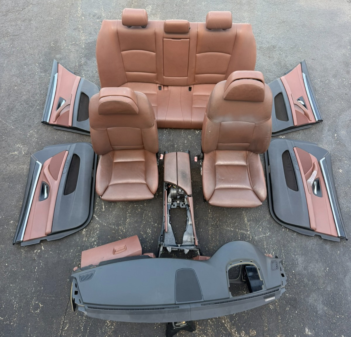 11-13 BMW F10 528 535 550 Front Rear Leather M Sport Heated Seats SET Brown OEM*