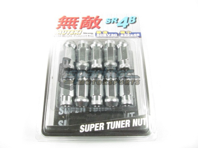 Muteki SR48 Extended Open Ended Wheel Tuner Lug Nuts Chrome Silver 12x1.5mm NEW