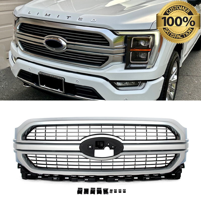 Brushed Satin Aluminum Front Bumper Grille For Ford 2021-2023 F-150 F150 Limited