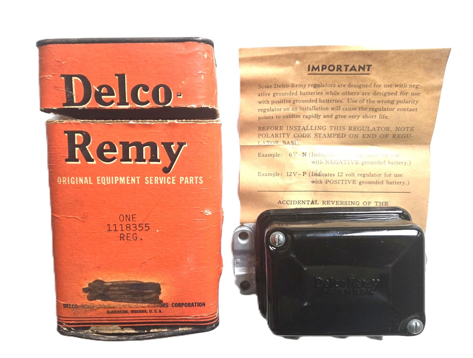 NOS GM Delco-Remy # 1118355 Voltage Regulator: 12-volt, Negative Ground, 25 amp