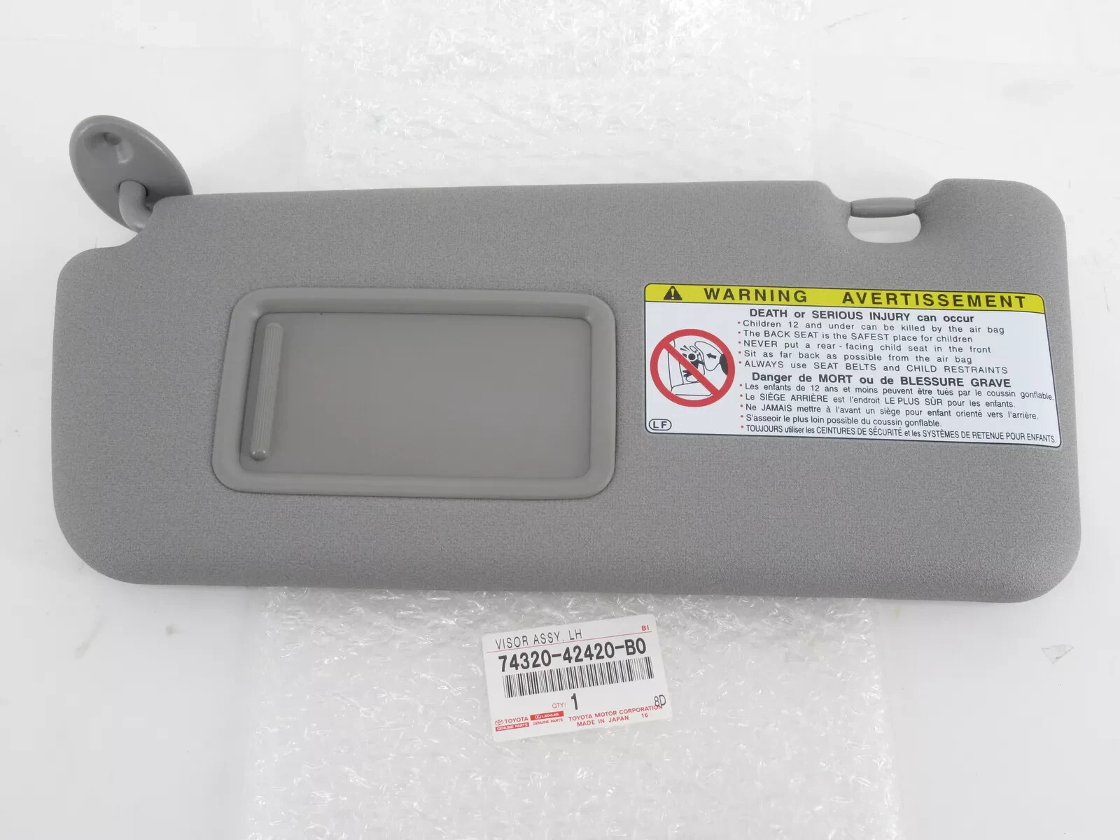 Genuine Toyota OEM 2004-2005 Rav4 Sun Visor Driver Side Gray 74320-42420-B0 Genuine Toyota OEM 2004-2005 Rav4 Sun Visor Driver Side Gray 74320-42420-B0