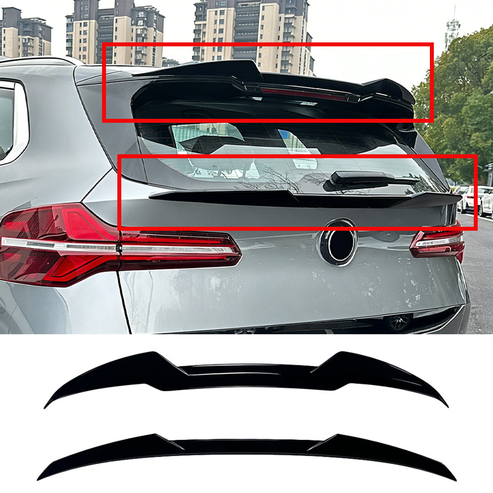 For 25-27 BMW G45 X3 M50i GT Style Gloss Black Trunk Mid Wing + Roof Spoiler Lid
