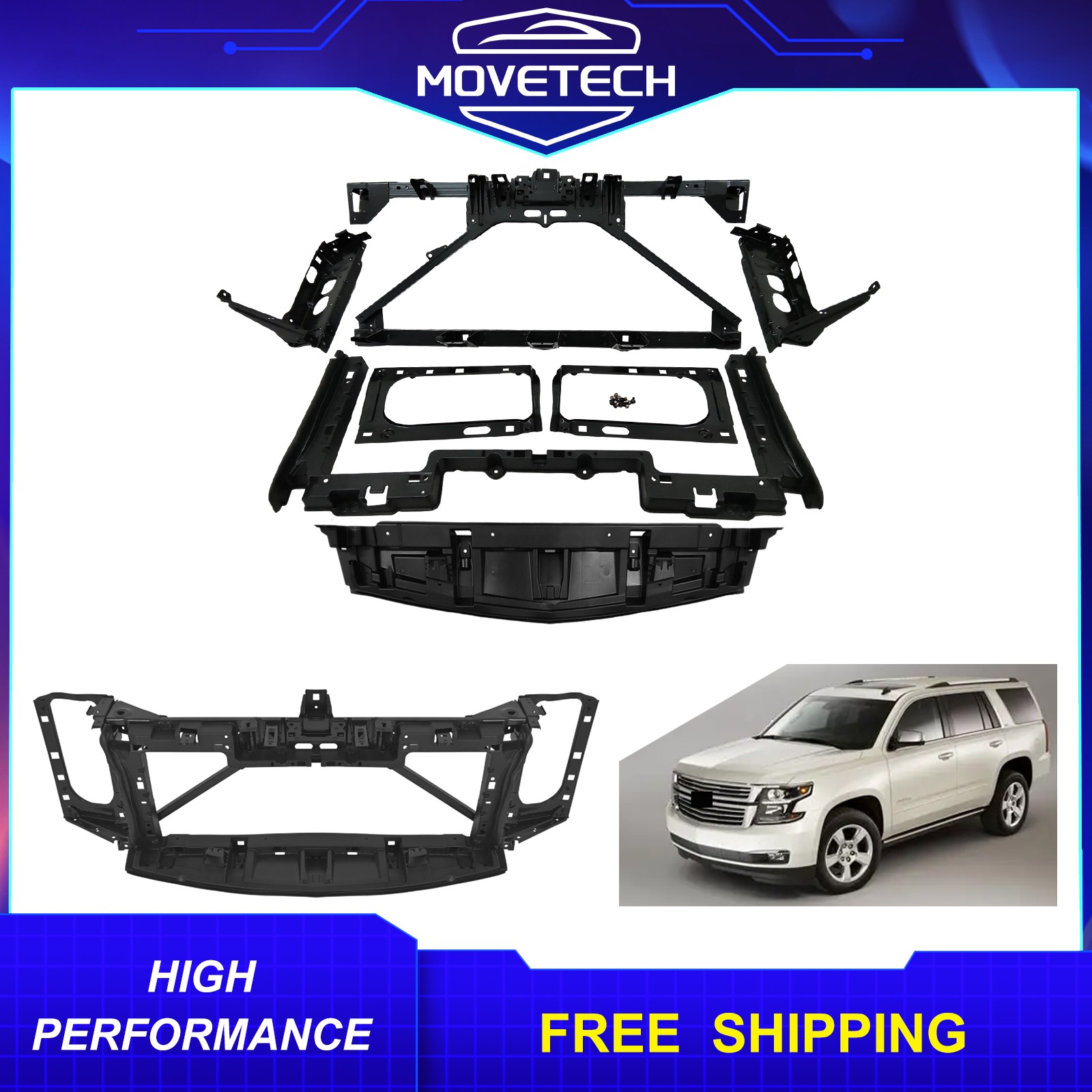 New Header Panel Radiator Grill Support Black For 2015-2020 Chevy Suburban Tahoe New Header Panel Radiator Grill Support Black For 2015-2020 Chevy Suburban Tahoe