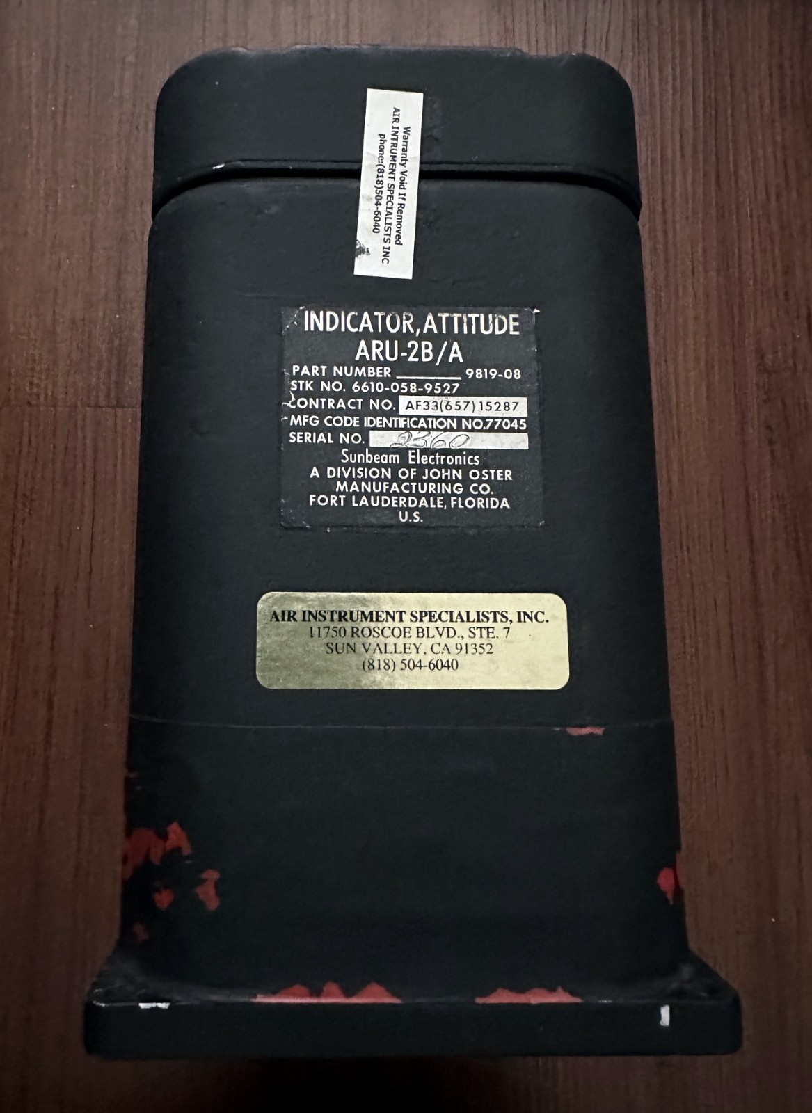 Sunbeam Attitude Indicator ARU-2B/A 9819-08 - Vintage - Overhauled in 2006 Sunbeam Attitude Indicator ARU-2B/A 9819-08 - Vintage - Overhauled in 2006